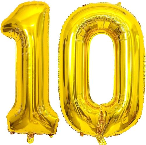 Gold 10 Number Balloons by [Brand Name] - 40 Inch Giant Birthday & Anniversary Party Decorations