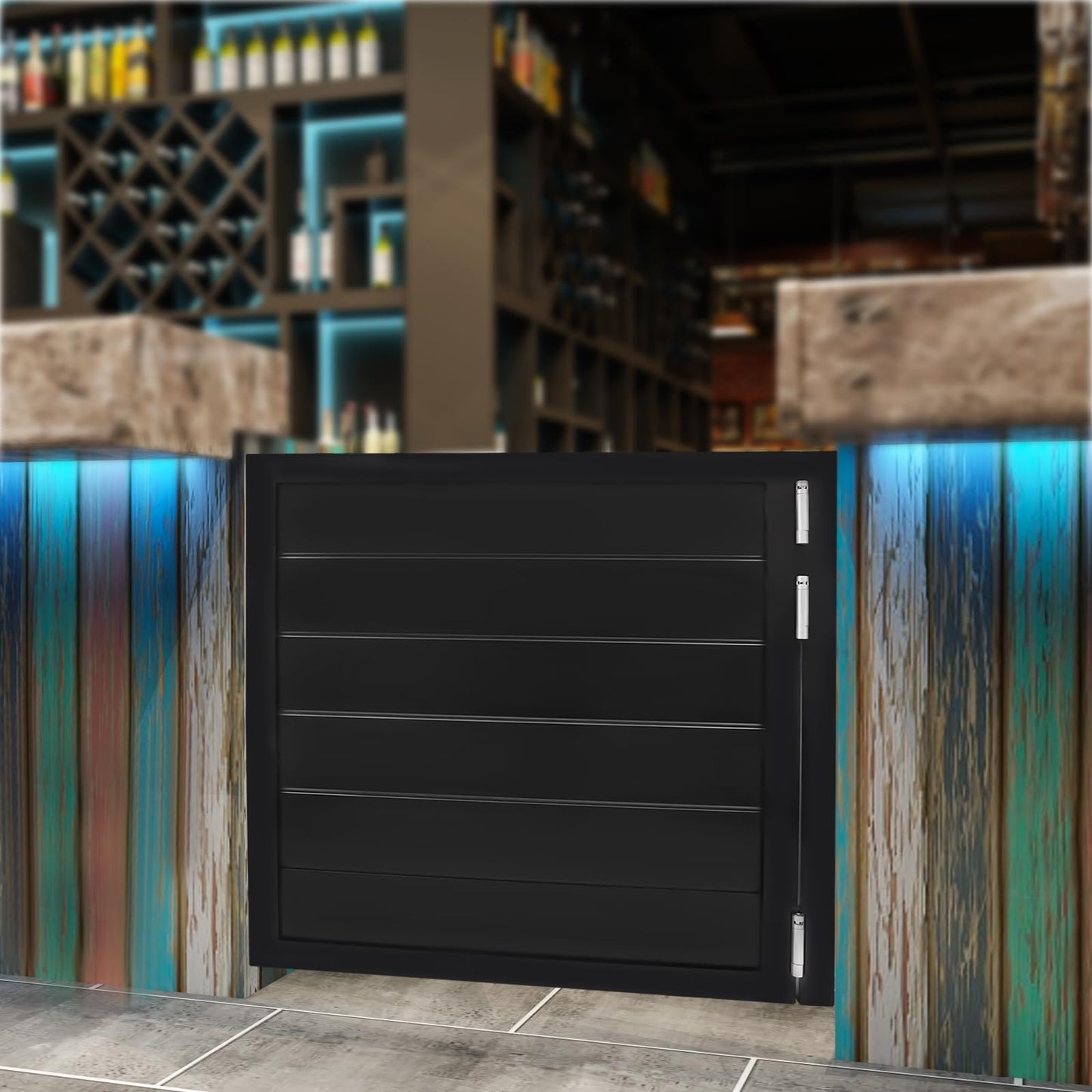 MOCHAG Swinging Doors Cafe Half Door, Solid Wood Saloon Partition Bar Freedom Single Dutch Door, 35.4x35.4in, Black