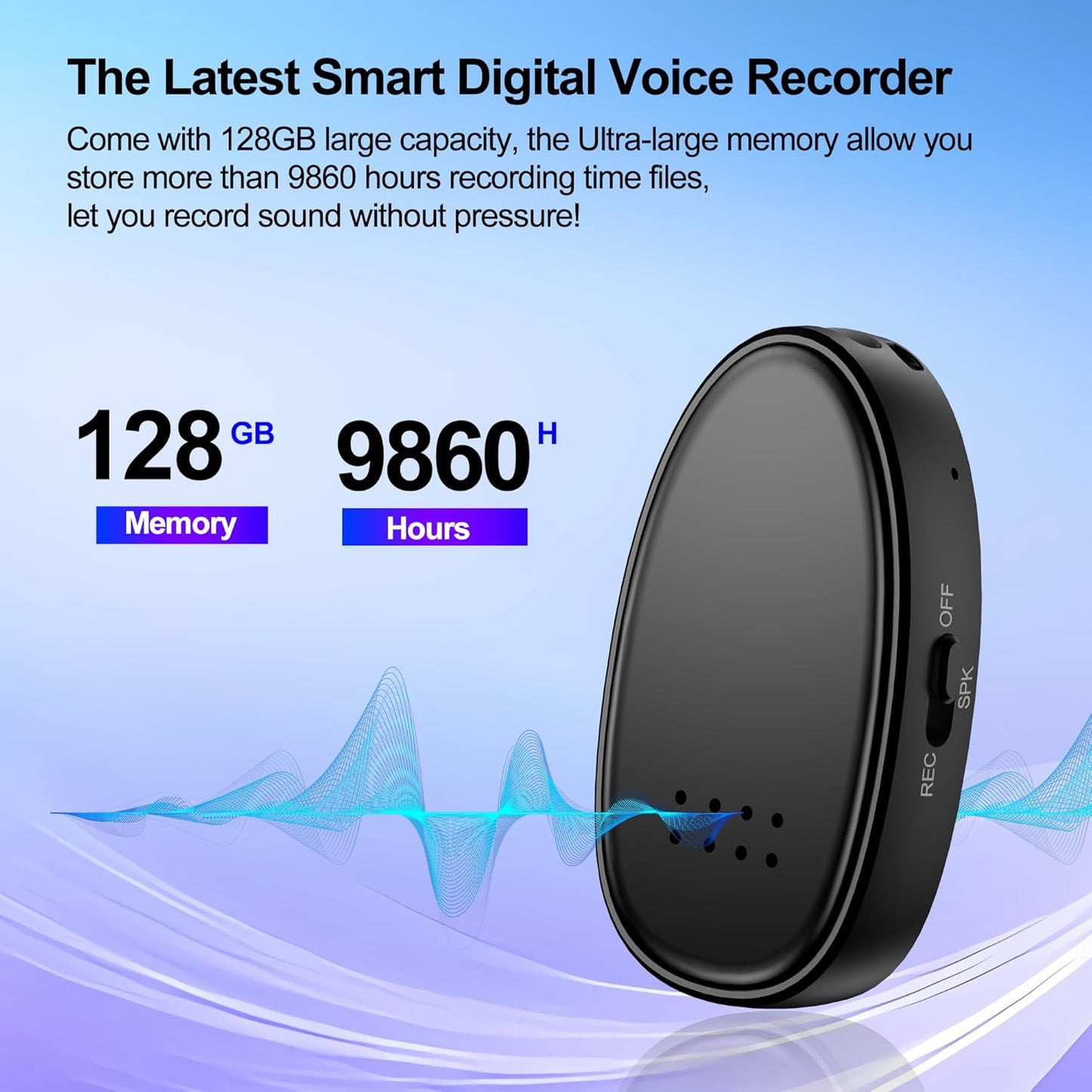 MDalong 128GB (9860 3072kbps MP3 Hours) Digital Voice Recorder- Recording Device with DSP Noise Reduction, Playback
