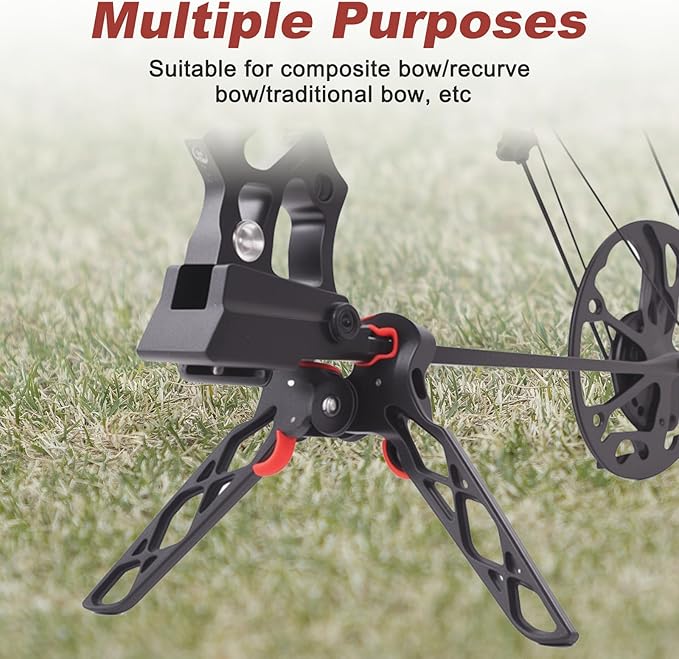 Archery Bow Stand, Rubber Foldable Compound Bow Holder, Ground - Supporting Bipod Rack for Compound Bows, Portable & Scratch - Resistant, Essential Archery Accessories for Hunting, Range & Display