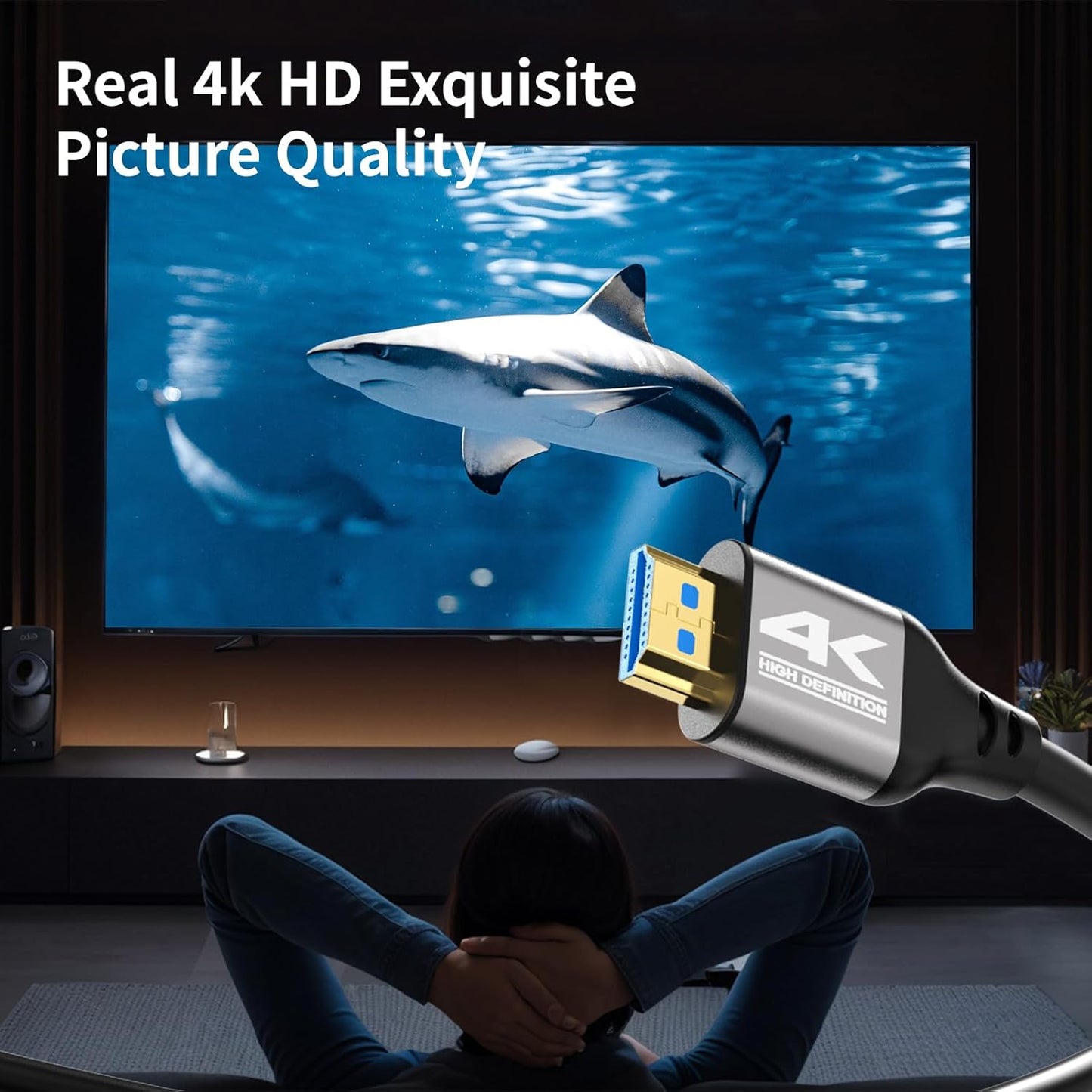 Zazalon 4k 50 2.0 4K@60Hz, 3D, PS4/5,Projector, HDMI Cable FT,High Speed HDMI Cord, Support ARC, HDR, Ethernet