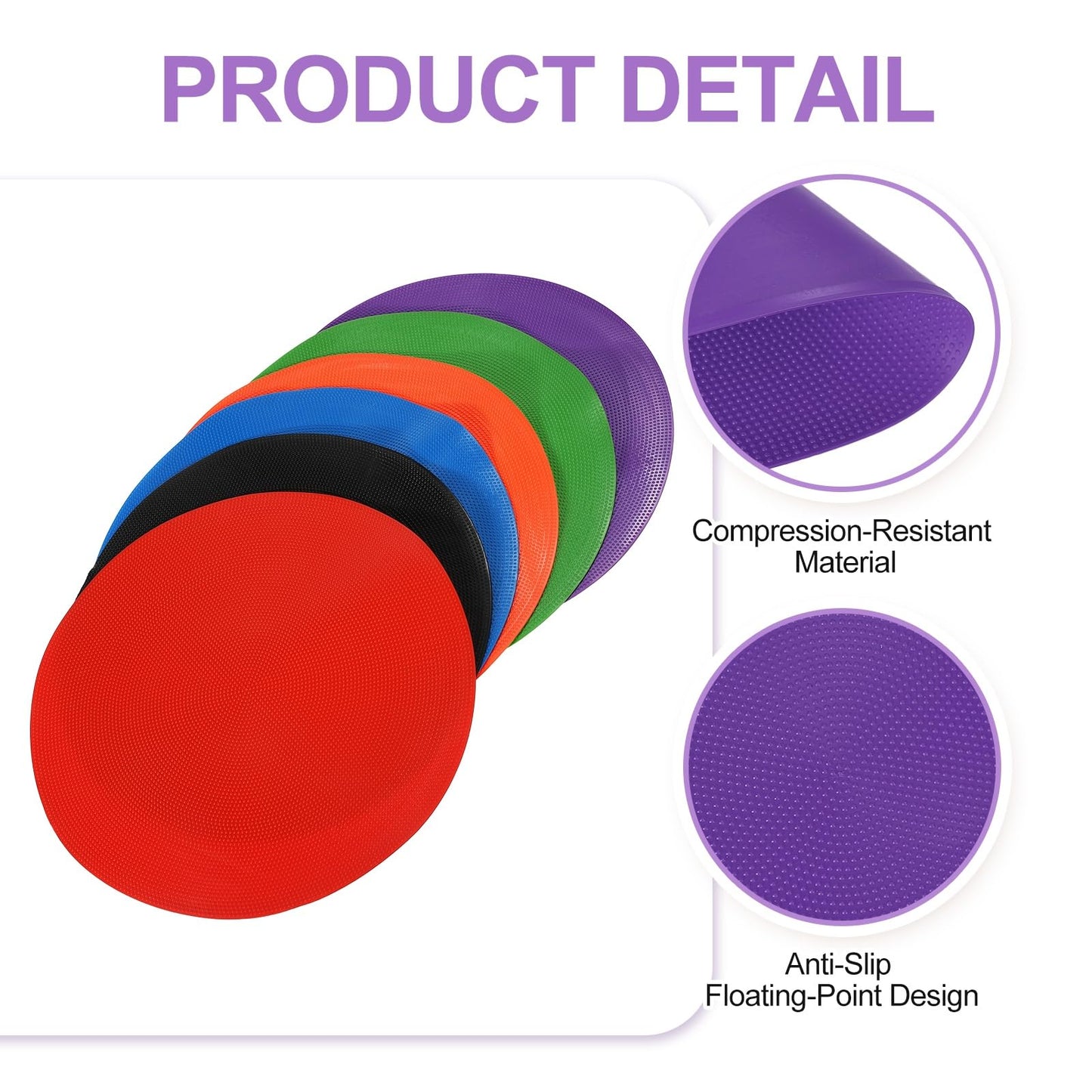 PATIKIL Spot Markers 12 Inch, 6 Pcs Non-Slip Floor Dots Agility Markers Flat Field Cones Poly Dots for Gym PE Speed Training Dance Soccer Basketball Sports, Purple