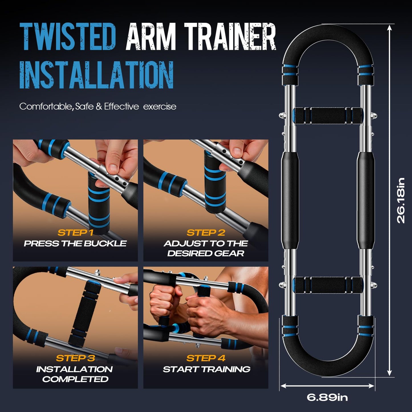 Twister Arm Trainer, Adjustable Twister Arm (30-60 lbs) Chest & Arm Workout Equipment for Men & Women, Ergonomic Detachable Arm Trainer Home Gym Strength Trainer with Anti-Slip Handles & Carry Bag