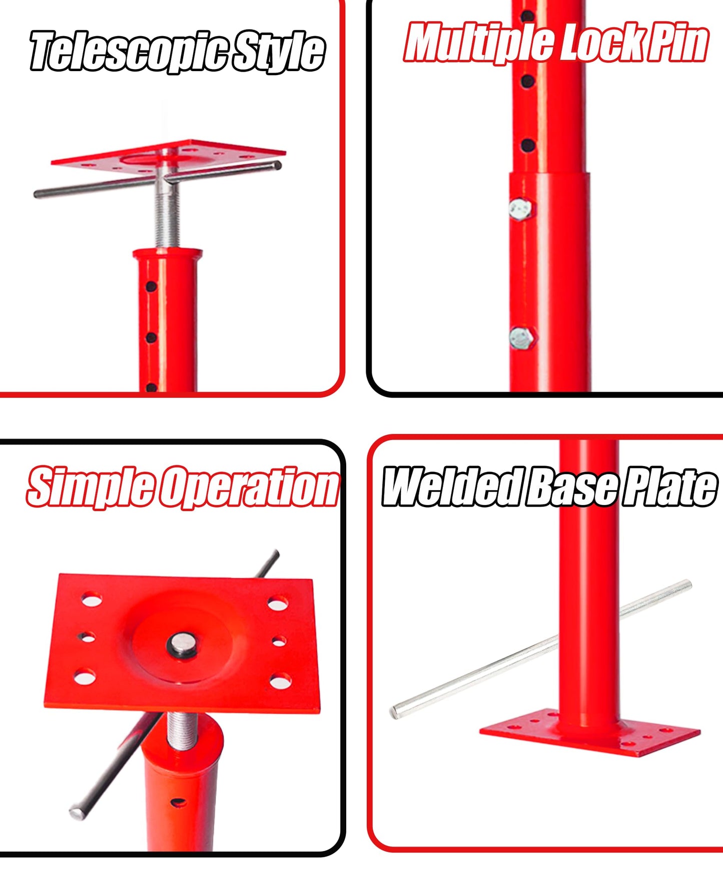 2 Pack House Floor Jacks Post Pole for Leveling, 48"- 93" Height Range Lifting Shore House Jack Post, Adjustable Support Beam Basement House Jacks for Temporary Support, 18000 lbs Max Load Capacity