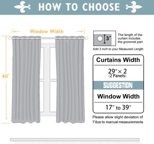 ChrisDowa Small Window Curtains - 40-Inch Grommet Thermal Insulated Room Darkening Panels | Pink (Set of 2)