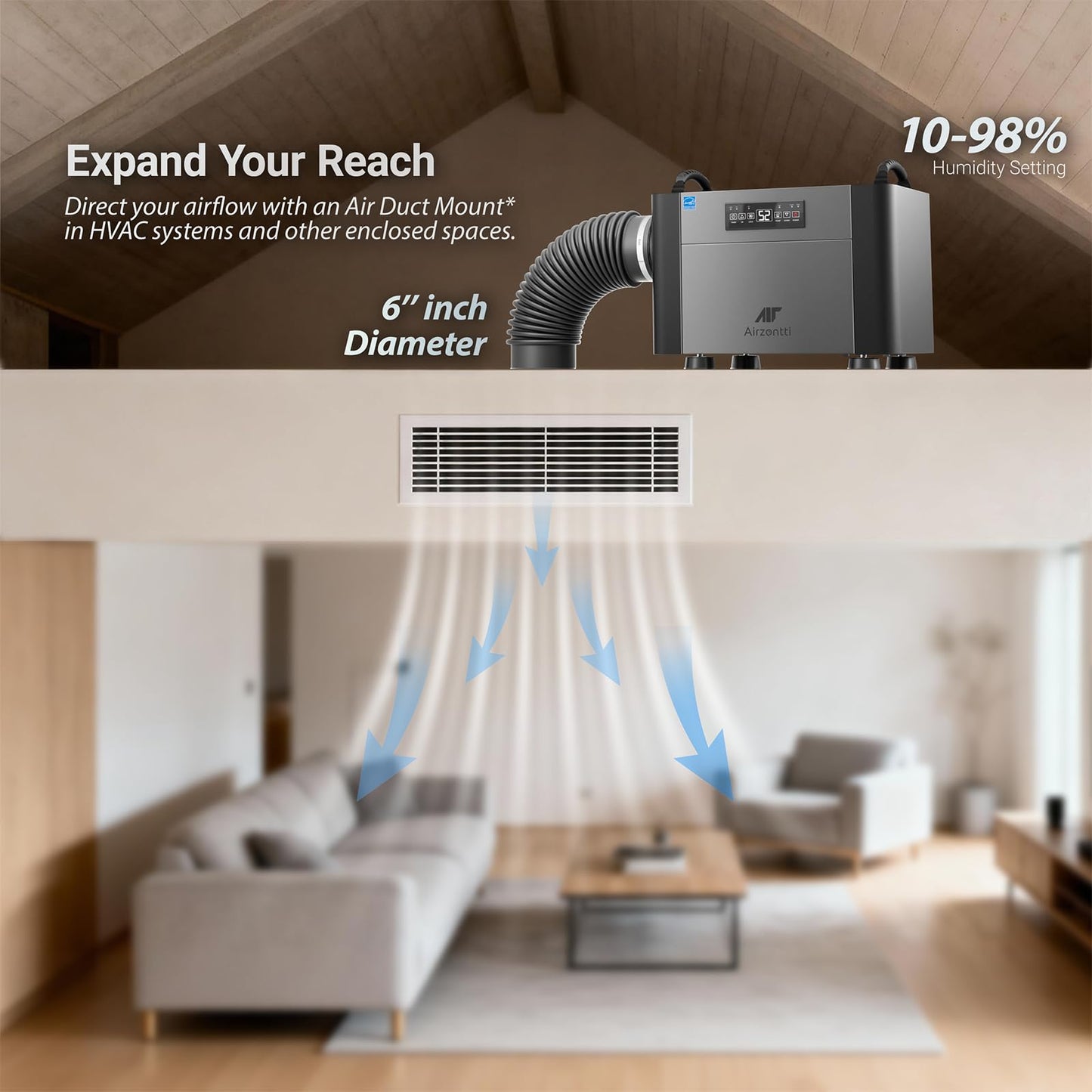Airzentti 155 Pints Commercial Dehumidifier for Basement with Pump and Drain Hose, Large Space Dehumidifier for Crawl Space, Attic, Garage, Home, Industrial, Water Damage, Auto Defrost, Energy Star