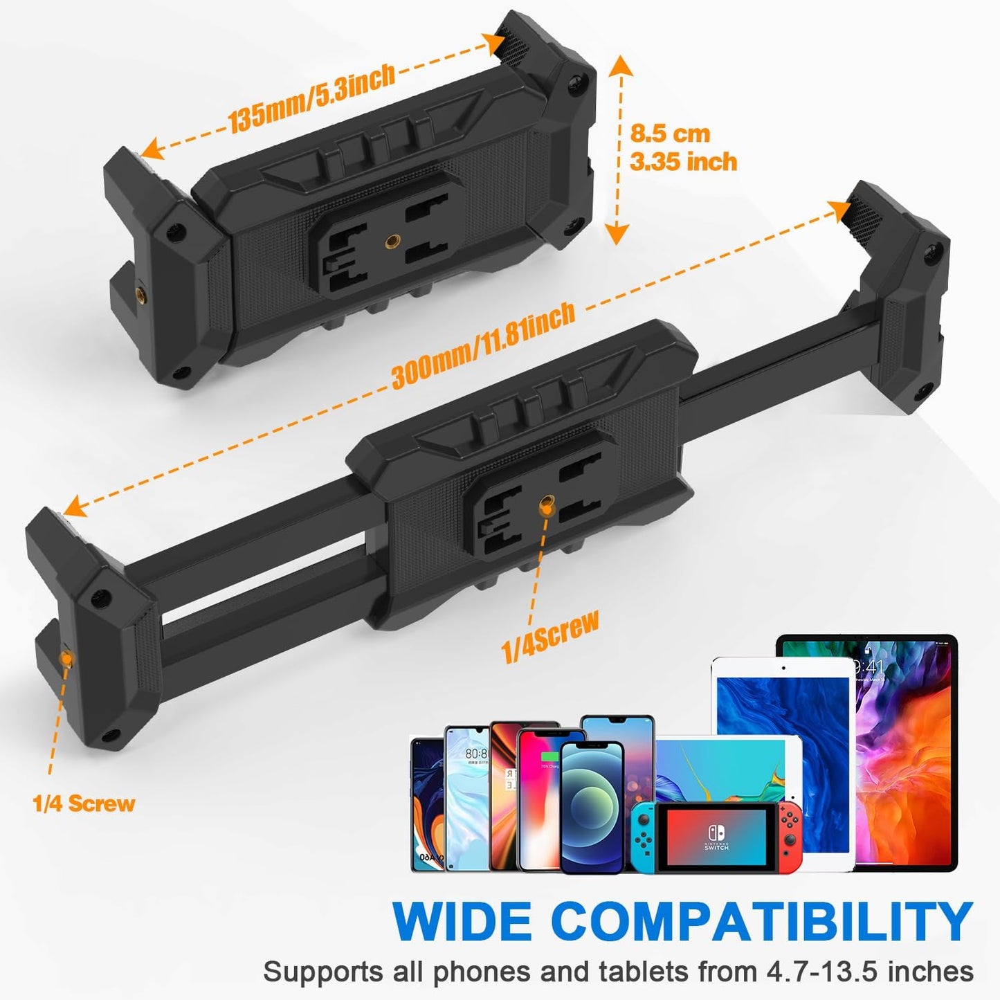 JUBOR 63" 360 4.7" 13.5" iPad Tripod Stand, Height Adjustable Tripod for Tablet, Rotation Tablet Floor Stand Mount
