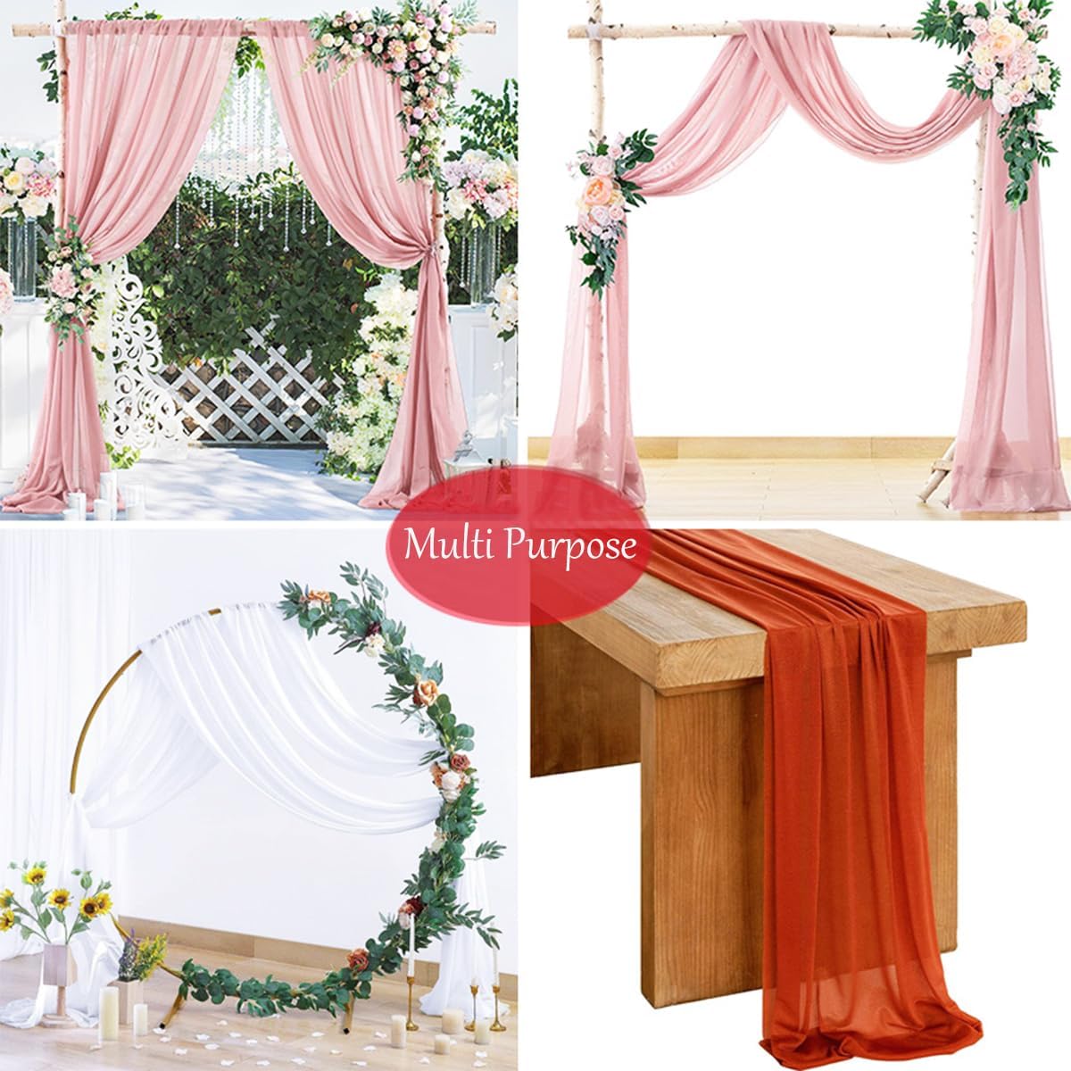Skiennix Chiffon Wedding Arch Draping Fabric - Baby Blue Sheer 29 in x 20 ft Backdrop for Events