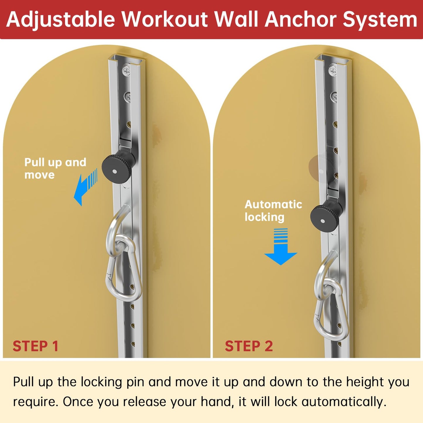 2 PCS Resistance Bands Wall Anchor Exercise Equipment Platform Base(Length 40"),Adjustable Wall-Mounted Anchor Multi-Purpose Fitness System for Complete Full Body Strength Training-Black
