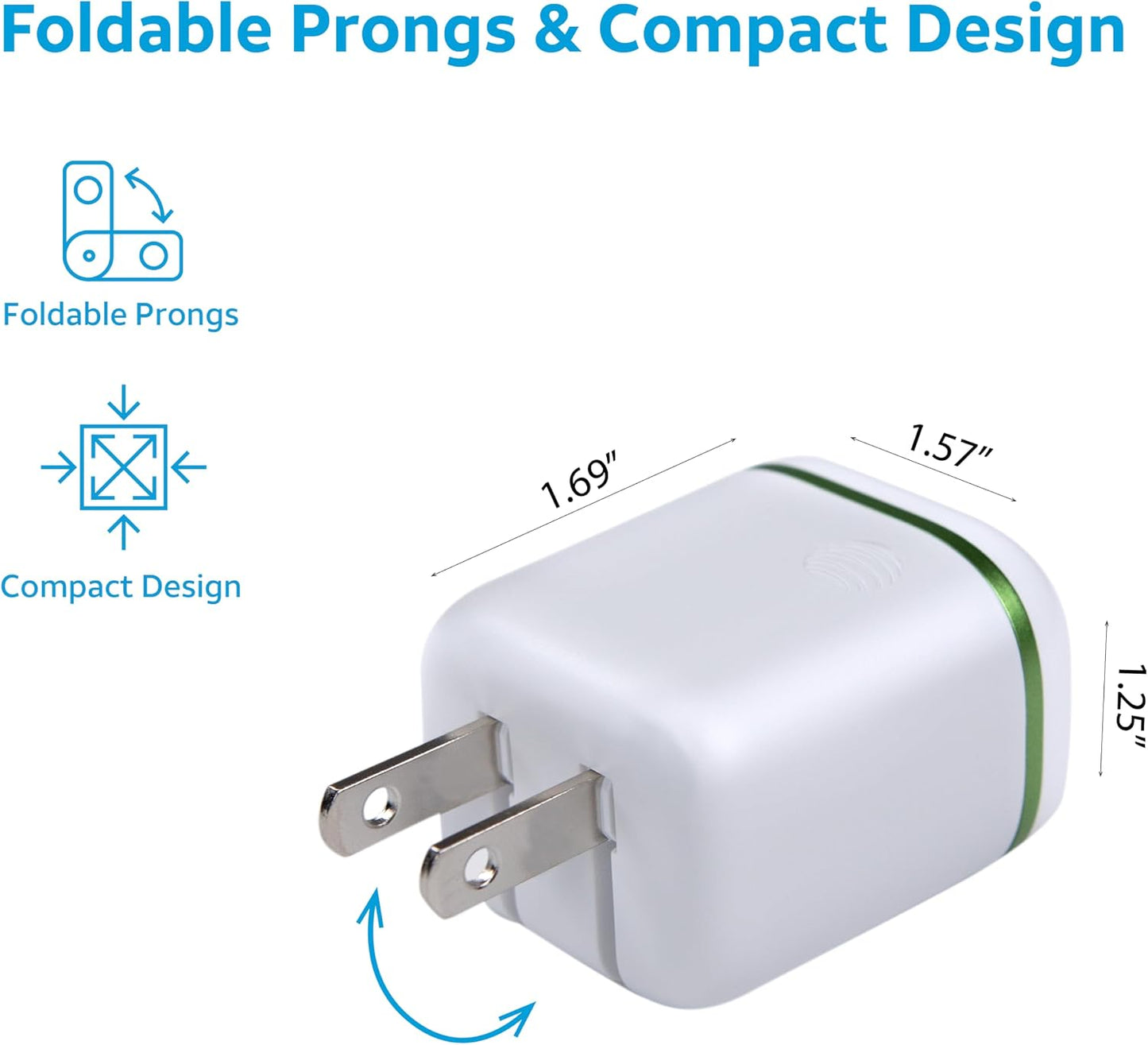 AT&T 30W 15, USB-C Wall Charger Fast Charging Power Adapter Foldable Prongs, Compact Travel Charger Compatible