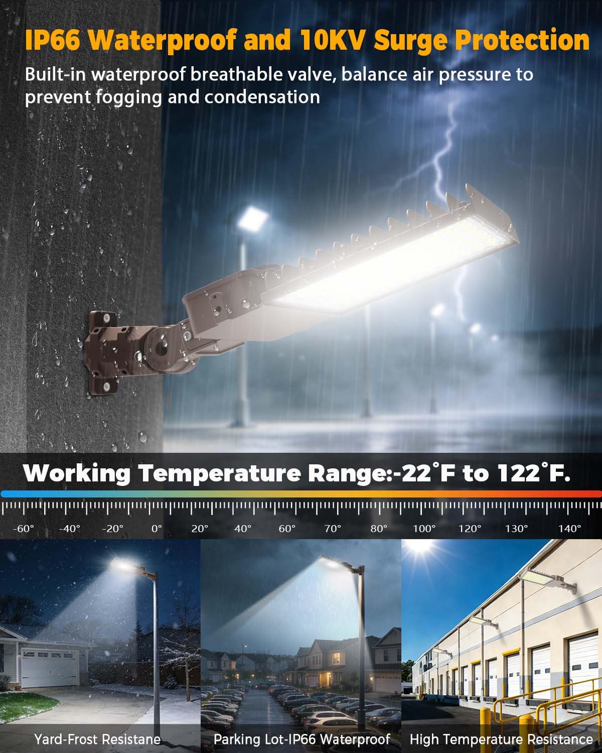 CLLIGHTING 300W Parking Lot Light: 160lm/W 5000K Arm & Slip Fitter Mount LED Parking Lot Lights for Commercial - IP66 Waterproof Rating LED Pole Light for Parking Area with 48000LM 2PACKS