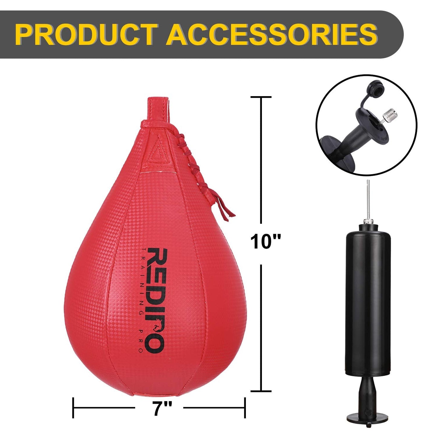 Redipo Boxing Speed Bag - PU Leather Speed Punching Ball - Heavy Duty Hanging Swivel Ball for Gym & MMA Muay Thai Sports Fitness - Punching Dodge Striking Speed Reflex Ball