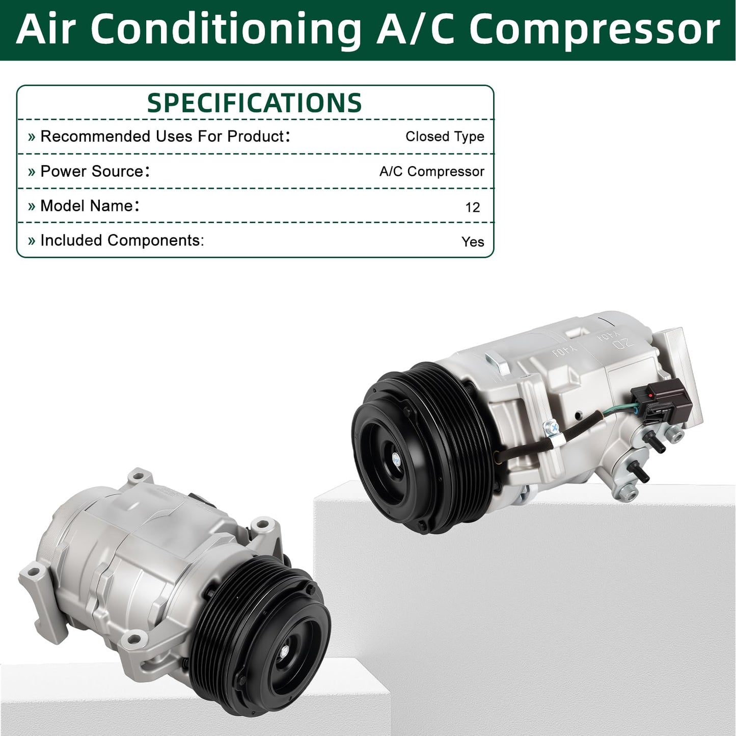 NEXAGEBIUS 60-03239NA Air Conditioning AC Compressor Compatible with 2010-2013 Dodge Ram 1500 5.7L engine, 2014-2018 Ram 2500 and 3500 5.7L and 6.4L engines Replace 030313 1026191 140450C