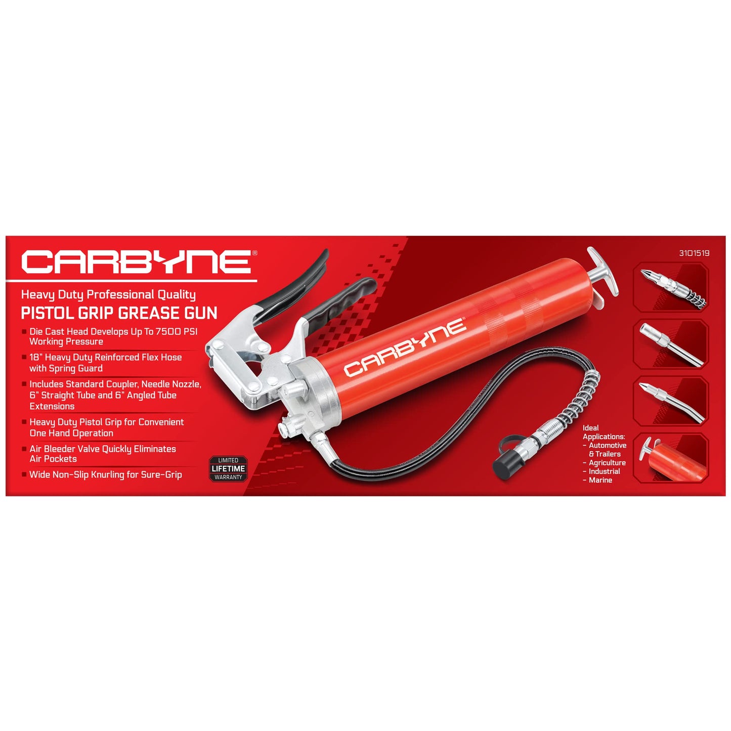 Carbyne Pistol Grip Grease Gun and 12 Piece Grease Gun Accessory Set