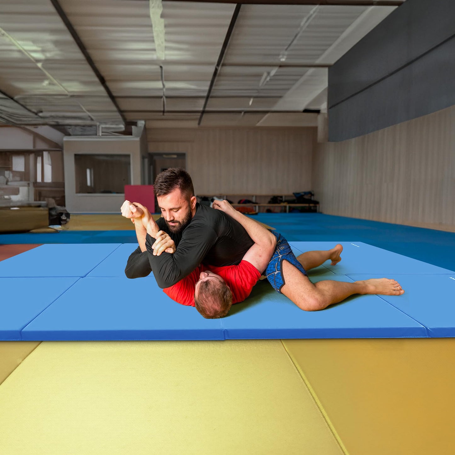 BalanceFrom All Purpose 4'x10'x2" Extra Thick High Density Anti Tear Gymnastics Gym Folding Exercise Aerobics Mats (Blue)