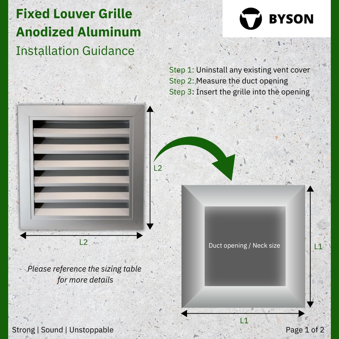 Byson 24" x 24" Aluminum Gable Vent - MaxShield Series Anodized Louvered Vent - Weatherproof Louver Air Vent Grille with Steel Mesh - HVAC, Attic, Container and Shed Vent