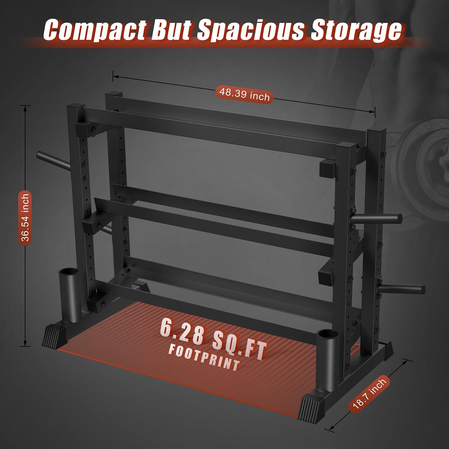 3-Tier Dumbbell Rack, 1200LB Capacity Adjustable Weight Rack for Home Gym, Heavy-Duty Weight Stand for Dumbbells Kettlebells & Weight Plates(Rack Only)