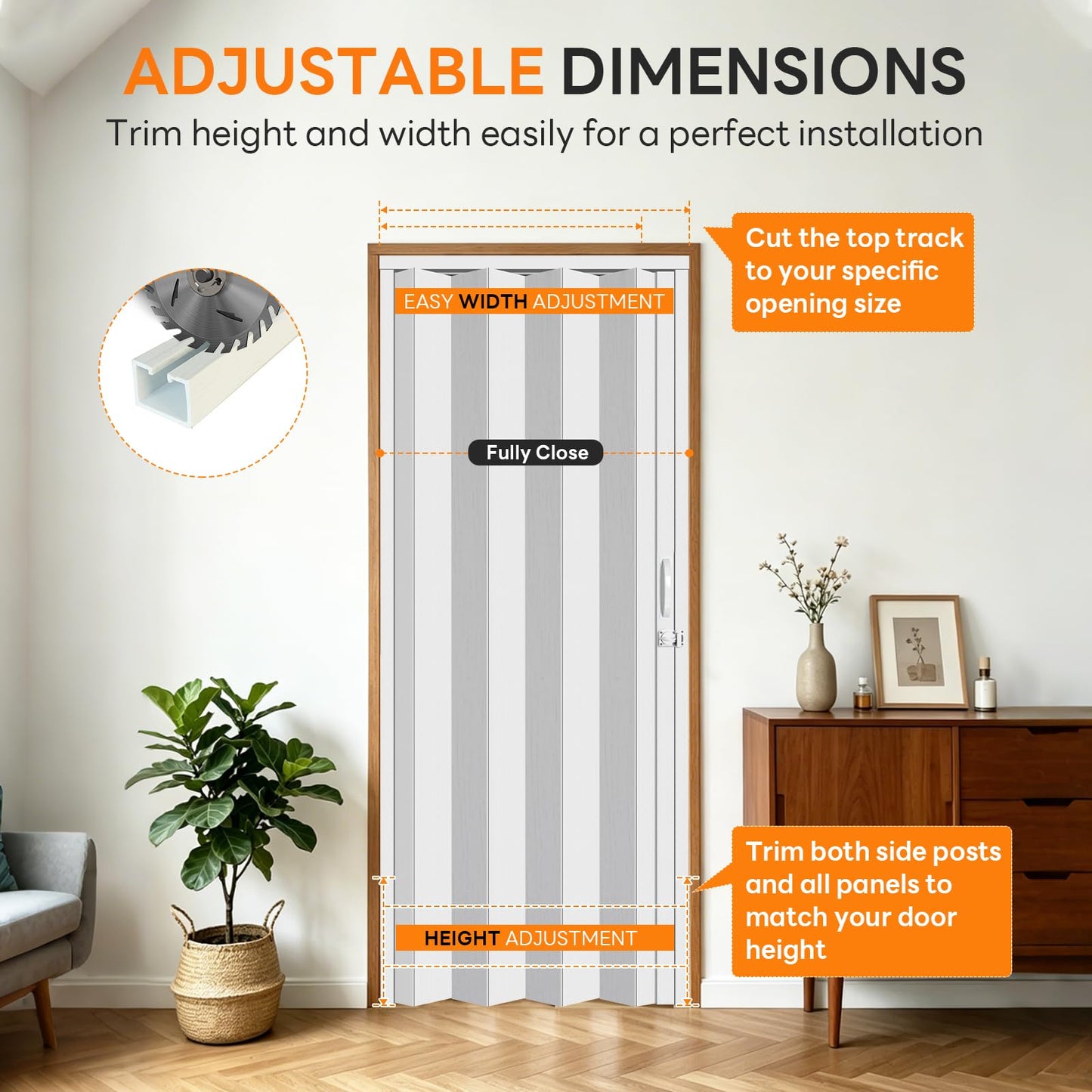 CCBOYSHARDWARE 38X80in PVC Accordion Door Interior, Folding Doors with Lock and Handle,Space-Saving Double-Layer Sliding Door for Closet, Pantry & Room Divider, Easy to Clean, Trimmable