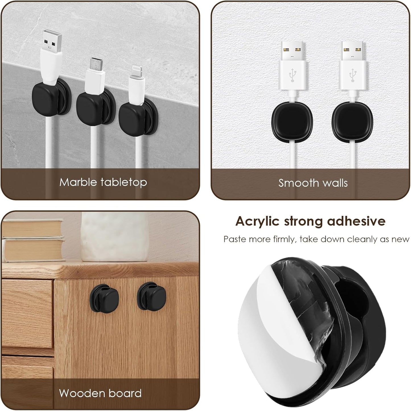 BETIMFAN 12Pack Cord Organizer, Spring Cable Holder Clips, Desk Cord Management Clips, Adjustable Phone Charger Cable