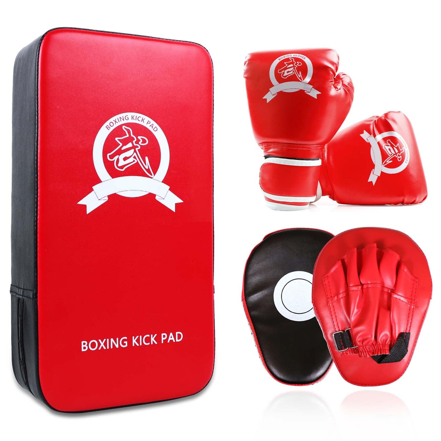 SEISSO 2 Pcs Taekwondo Kickboxing Pads + 2 Pcs Punching Mitts for Karate Training Target Thai Pads Punching Kit Kick Punch Pad Kicking Strike Shield MMA Martial Art for Men Women Gym