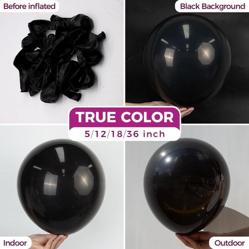 Bezente Black Balloons - 18 Inch Large Thick Latex Balloons | 30 Pack for Parties & Events