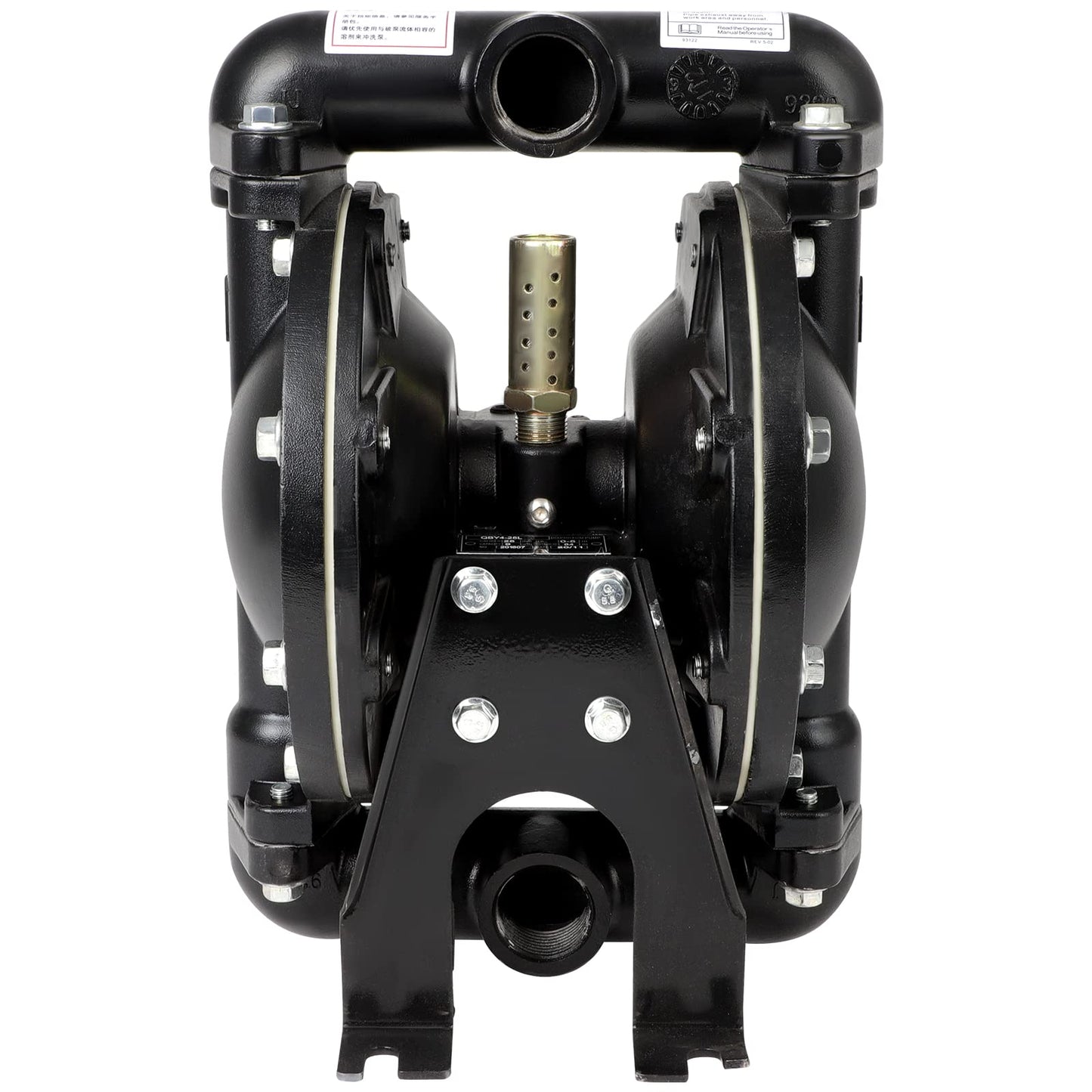 Dollate Air Operated Double Diaphragm Pump QBY4-25L 1 inch Outlet 35 GPM Pneumatic Transfer Max 120 PSI Industrial Use Chemical Waste Oil Dual Dissepiment Nitrile Fluorine Rubber by Cast Iron