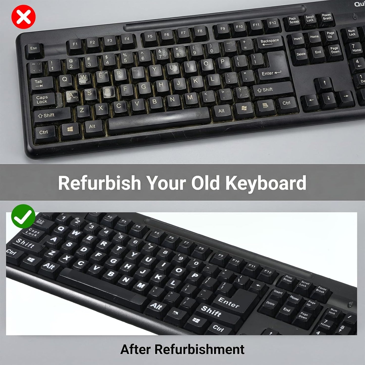 SynHHergyx 3 Keyboard Letter Stickers, Pcs Universal English Keyboard Stickers Replacement Matte Black Background