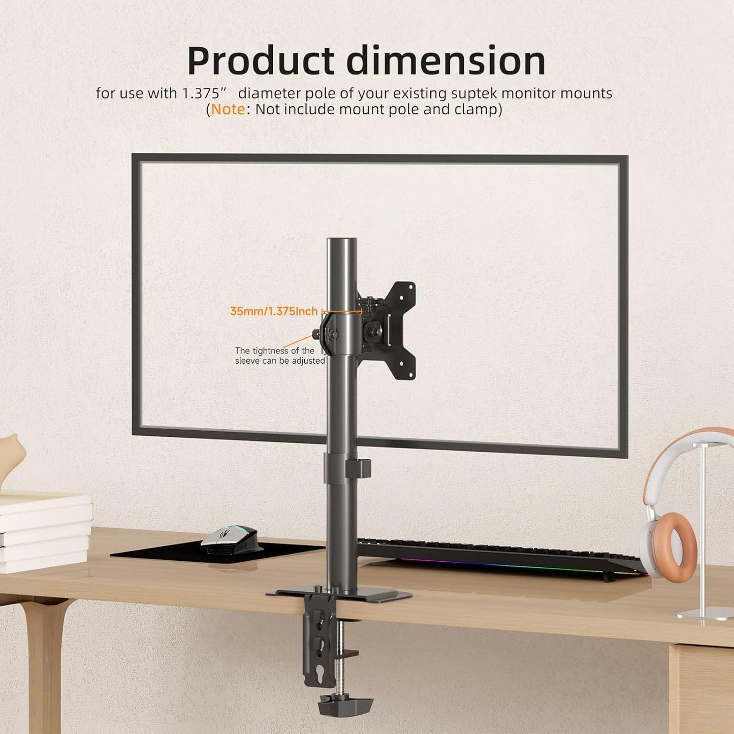 suptek Mount,2 Pack(MD6TB-2) Single Head and Plate Vesa Pole Monitor Mount Bracket for Monitor
