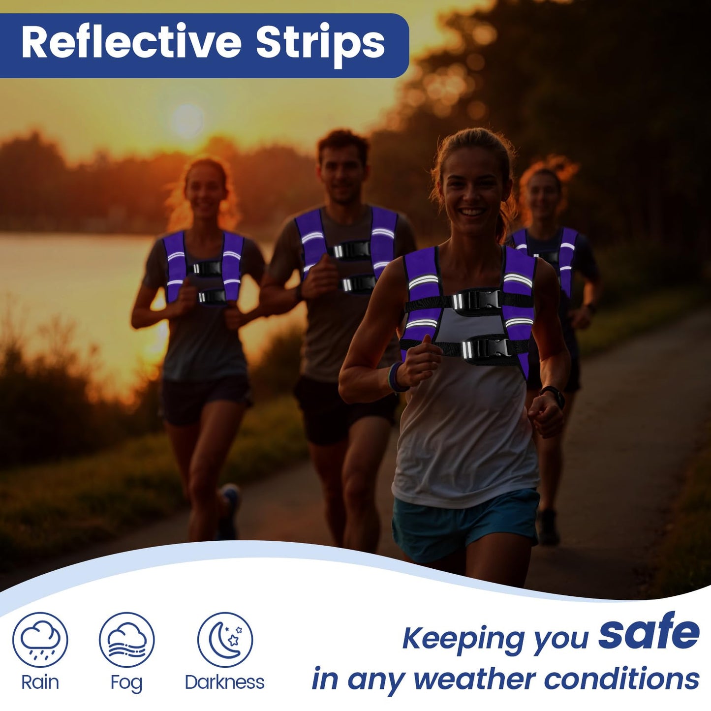 16Lb Purple Weighted Vest with Two Adjustment Straps for Men Women, Weight Vest with Reflective Stripes for Workout, Strength Training, Running, Fitness, Muscle Building, Weight Loss, Weightlifting