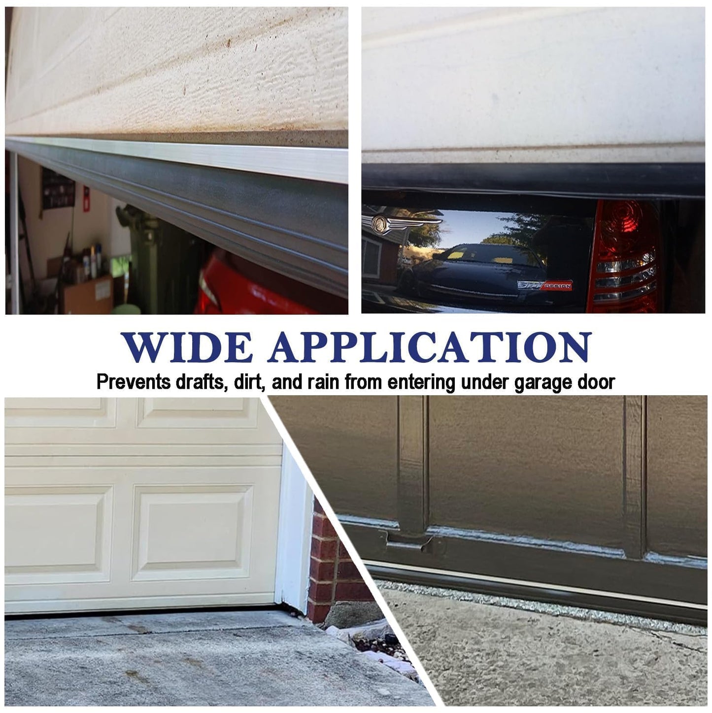 Ginchain Garage Door Seals, Heavy-Duty U+O Shape Bottom Rubber with Aluminum Track Retainer Base + 5cm Brush Combination Kit, Universal Garage Door Weather Stripping Kit (10ft)