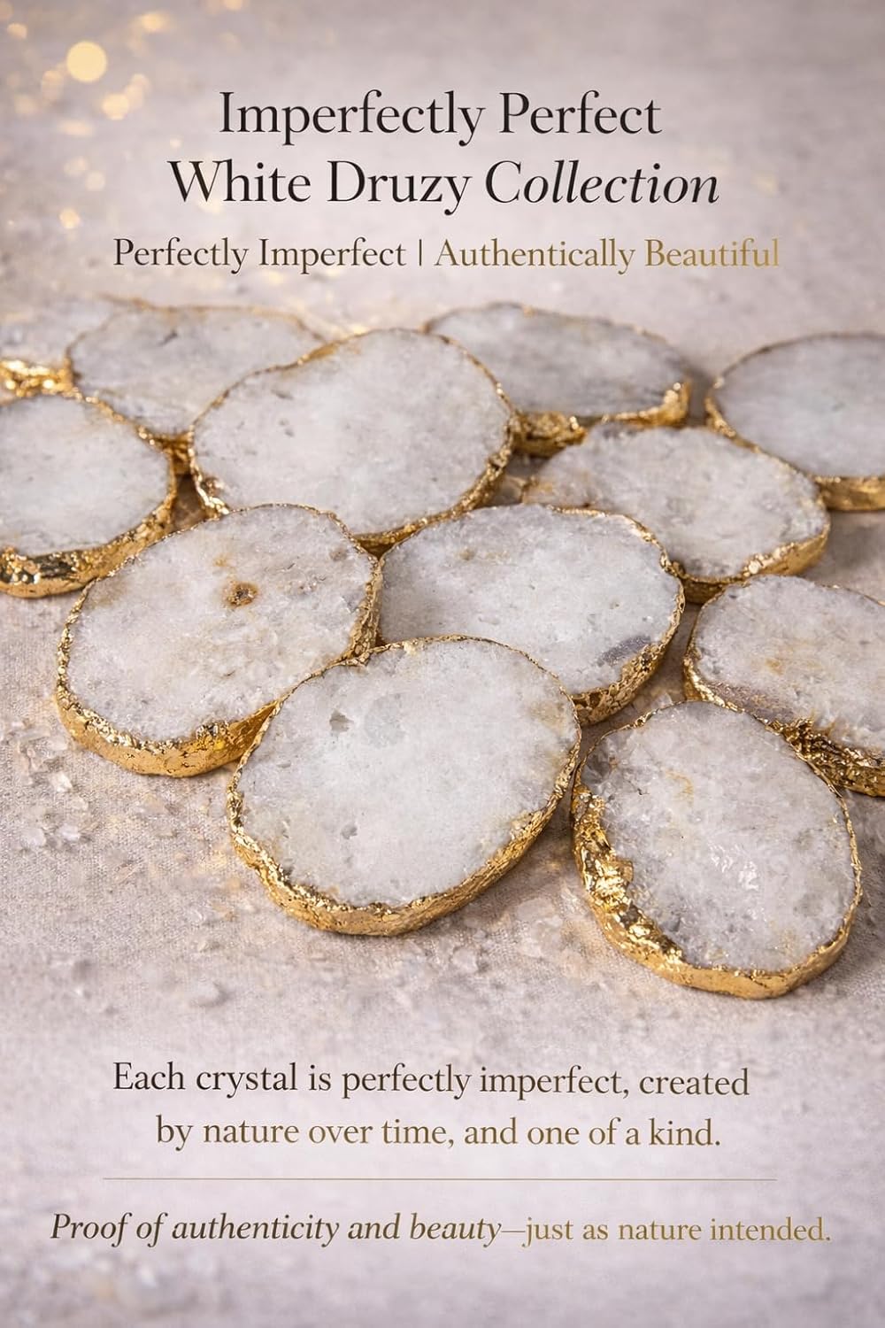 CRYSTALFY Grips by Perfectly Imperfect White Druzy Crystal Phone Grip Holder & Expanding Kickstand - Natural Gemstone