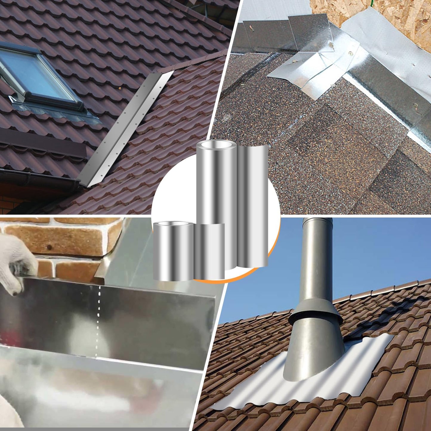 Aluminum Roll Flashing, 40'' x 50' Metal Roofing Roll for Roof and Garden, Prevents Roofing Stains, 0.019-inch/0.3 mm Thickness (26GA) Roof Strip for Moss and Mildew Prevention