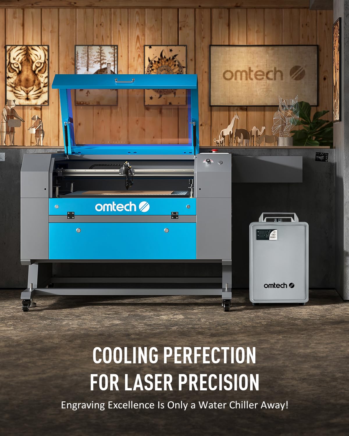 OMTech 6L CW-5200 Water Chiller for Laser Engraver & Cutter, Industrial Water Chiller for CO2 Laser Engraving & Cutting Machine, 0.58hp 3.2 gpm Laser Chiller Water Cooling Machine for Laser Cutter