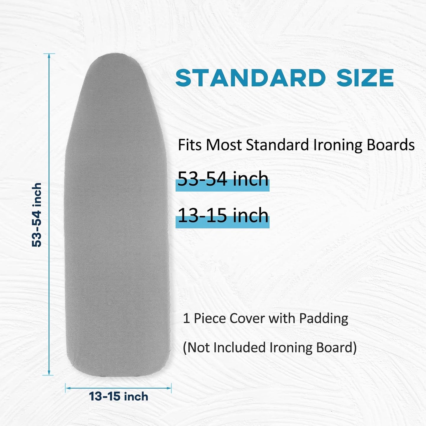 RAINHOL Ironing Board Cover - Extra Thick Padded, Non-Stick & Scorch Resistant - 15x54, Grey