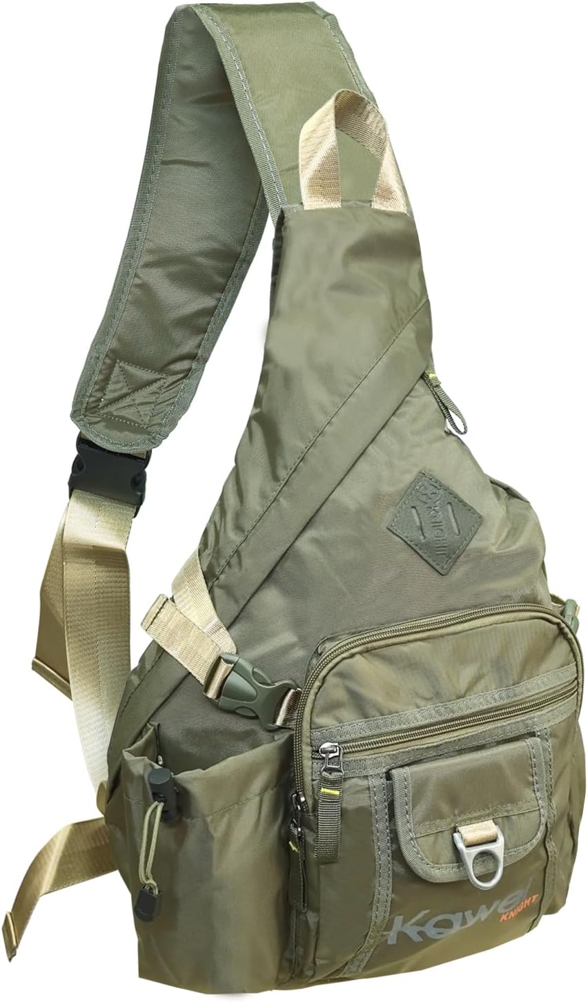 Backpack Large Sling Bag Laptop Cross Body Messenger Bag Shoulder Travel Rucksack (D- Army Green)