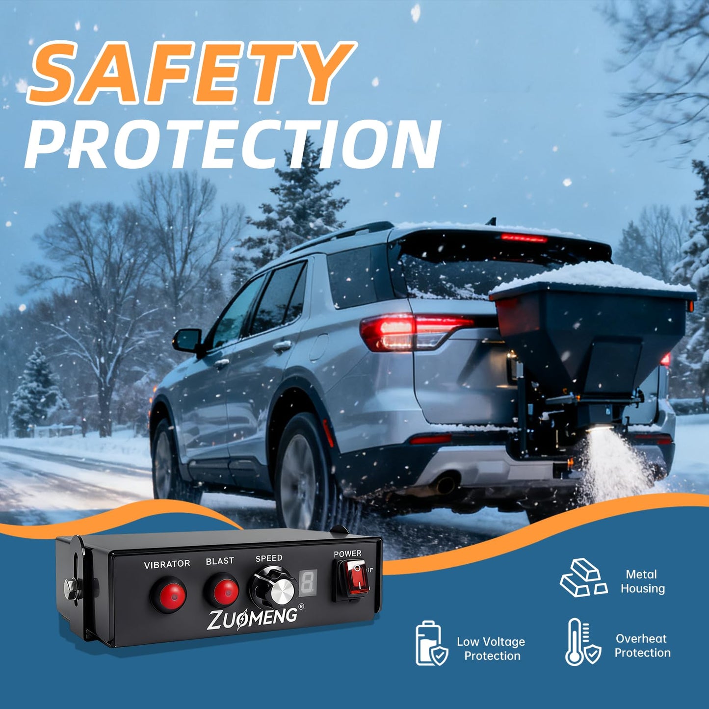 Zuomeng Salt Spreader Speed Controller, 0–9 Speed Levels with Blast Mode, Compatible with TGS Series Tailgate Spreaders SaltDogg 3011864, Cab Control Prevents Clogging for Winter Snow Removal