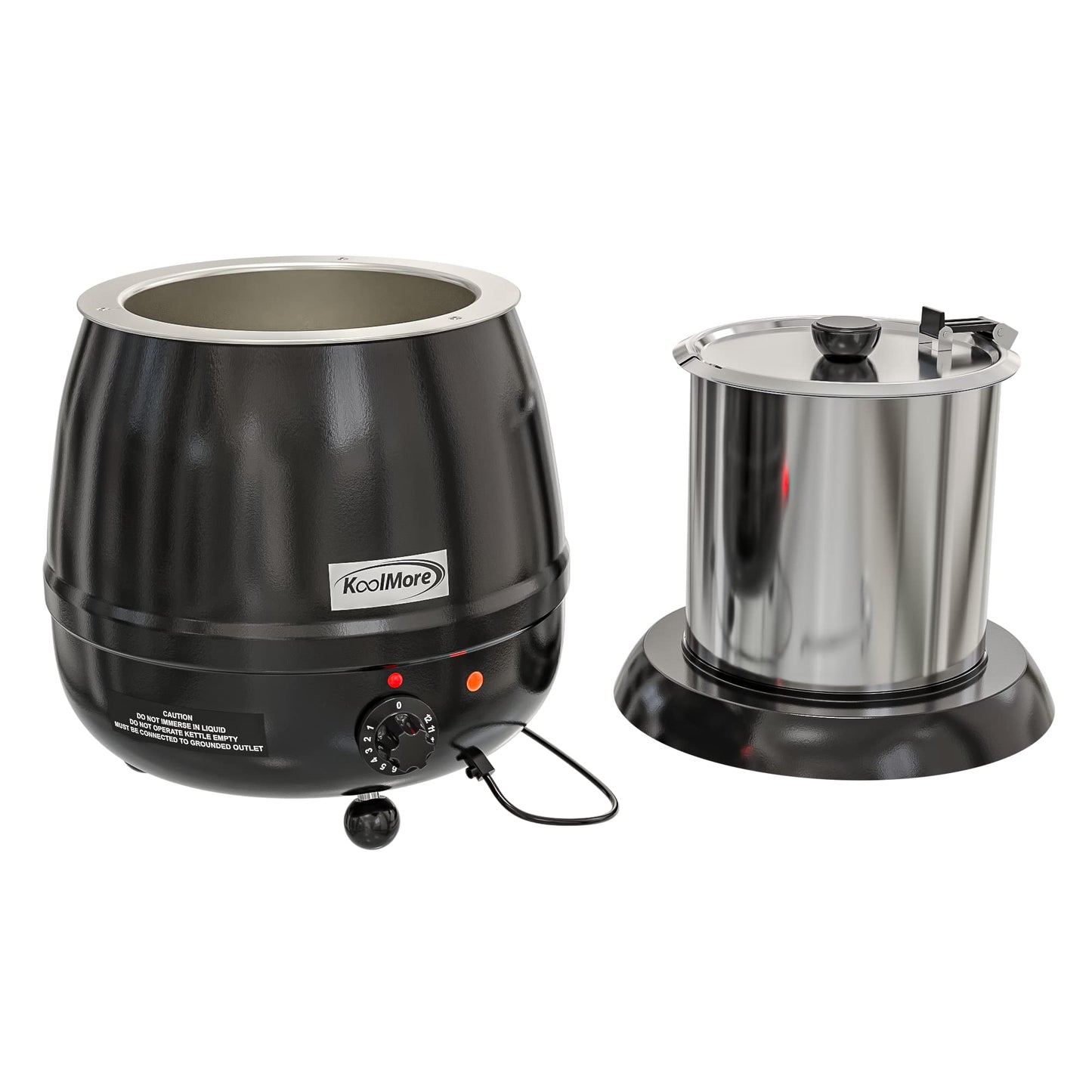 KoolMore Commercial Soup Kettle Warmer with Hinged Lid and Removable Pot Insert for Buffet, Restaurant, Party, Event, and Catering, Large 2.5 Gallon, Electric [Black] (SK-BK-3G)