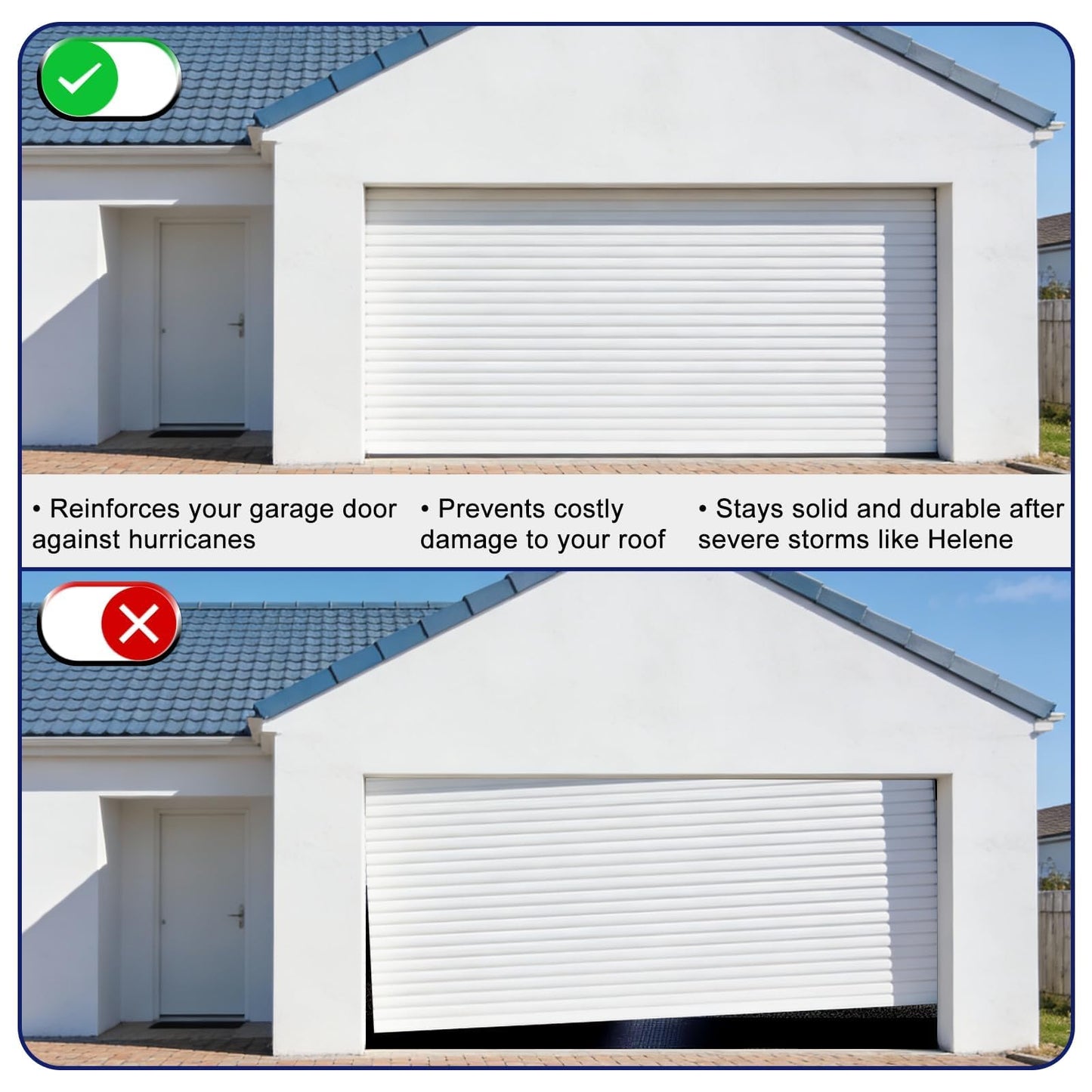 16FT Garage Door Strut, 4 PC 4 FT Garage Door Hurricane Brace Kit with 3 PC 2 FT Garage Door Reinforcement Connector & 58 Mounting Screws, Pre-drilled Universal Brackets for DIY