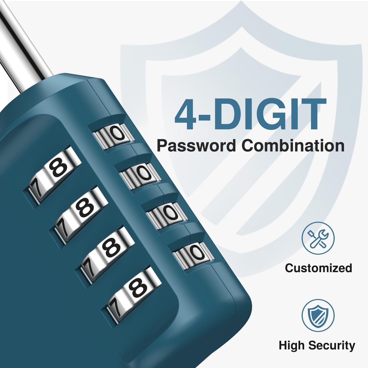 Puroma Combination Lock 4 Digit Waterproof Locker Locks Secure Outdoor Padlock for Gym Lockers, Toolboxes, Gates, Fences, Storage, Sports Locker, Cabinets (Basic Blue Peacock)