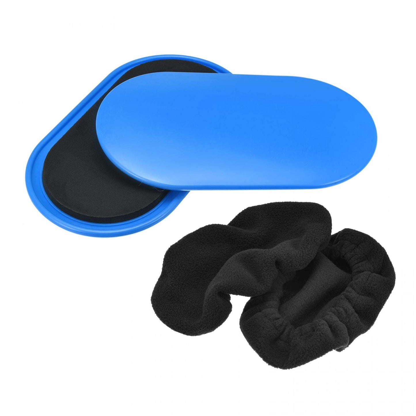 uxcell Exercise Core Sliders, Oval Glider Discs with Feet Covers, Dual Sided Usage in Home Gym for Full Body Workout, Blue