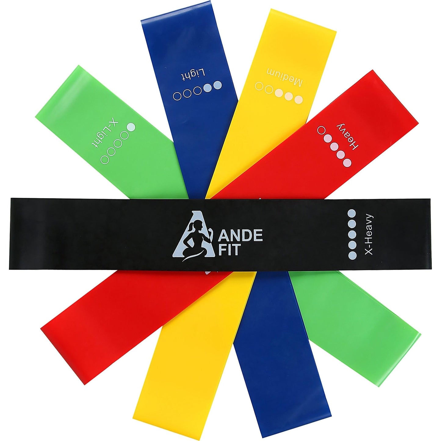 AndeFit Resistance Bands Set - 5 Levels for Home Workout, Glutes, Yoga & Strength Training - Durable Fitness Bands with Carry Bag