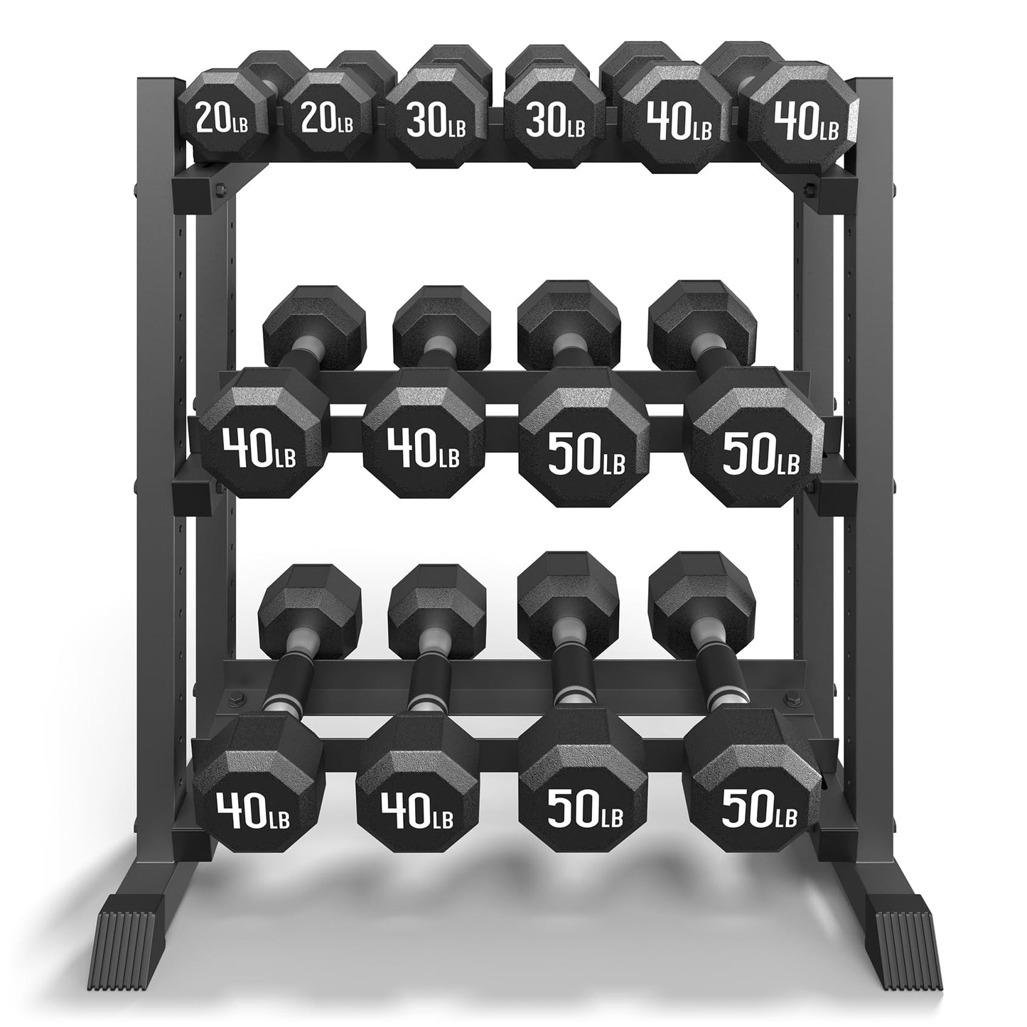 3-Tier Dumbbell Rack, 1100LB Capacity Adjustable Weight Rack for Home Gym, Heavy-Duty Weight Stand for Dumbbells Kettlebells & Weight Plates(Rack Only)