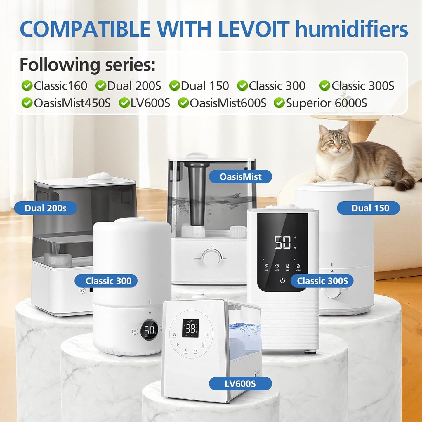 ShufudeJa Humidifier Replacement Filters - 30-Pack for LEVOIT Classic & Dual Series Models