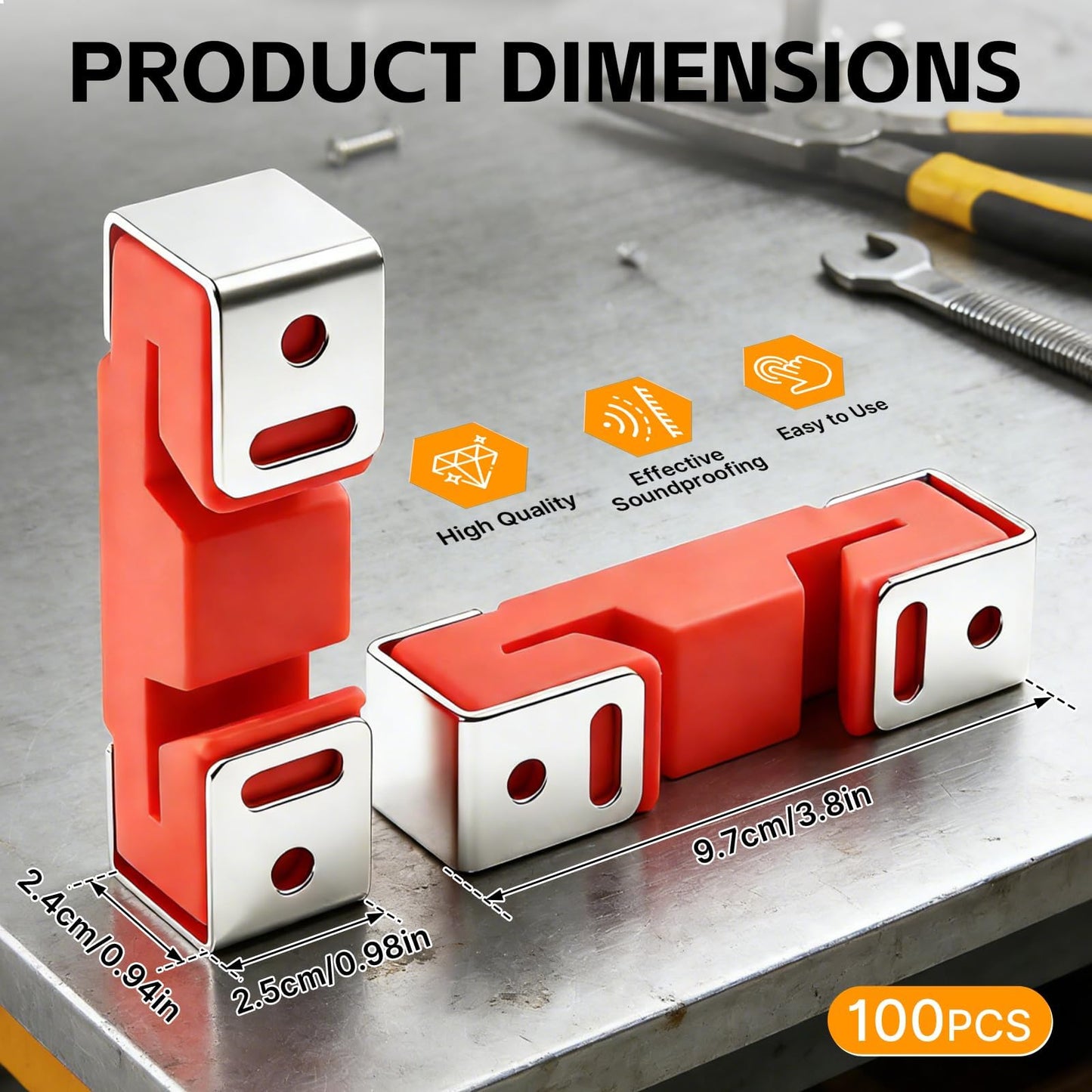 100 Pack Sound Isolation Clips, Sound Proofing Rubber Mounting Blocking Clips, Noisy Sound Isolation Clips Channel for Home, Office, Apartment, Recording Studio Walls