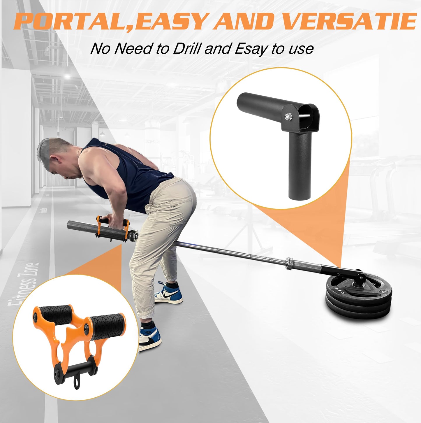 Lovind V Bar Landmine Attachment with T Bar Row Attachment，Foldable V Bar Row Handle Double D Row Handle with Rubber Coating T-Row Attachment for Strength Training Bars (T Bar Row Set-Black&Yellow)
