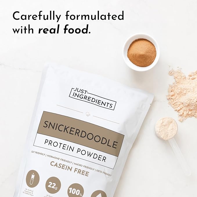 JUST INGREDIENTS Snickerdoodle Protein Powder ??30-Serving Blend with 100% Grass-Fed Whey & Organic Plant Proteins ??Cinnamon & Vanilla Flavor ??Supports Muscle Recovery, Energy*