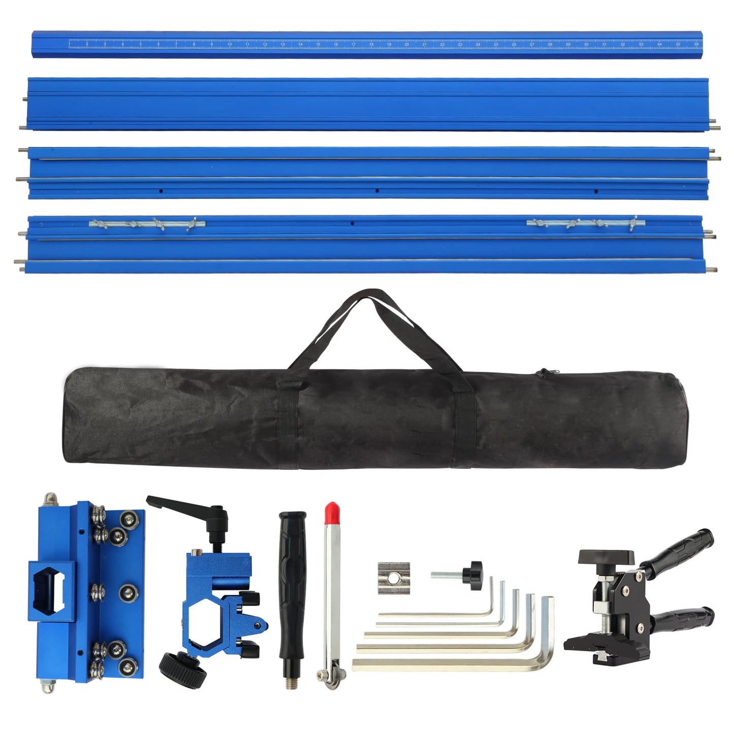 Blue Manual T-Shape Tile & Glass Cutter – 110" (2.8m) Rail, 35.4" Max Cut Width | 3 Blade Heads, Portable Design for DIY & Home Renovation