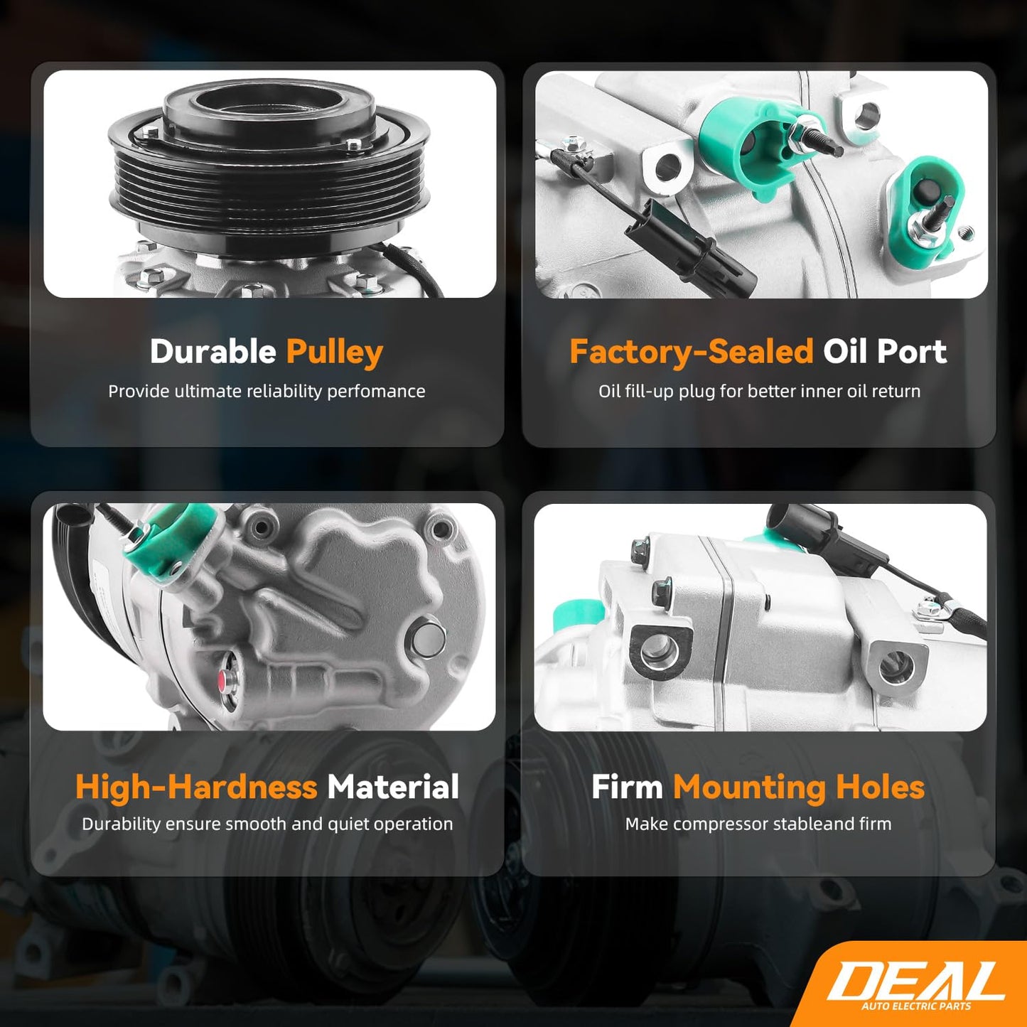 DEAL AUTO ELECTRIC PARTS A/C Compressor with Clutch Compatible with Hyundai & Kia - Azera Sonata Veracruz Santa Fe Sorento Amanti Magentis Optima 2.4L 2.7L 3.3L 3.5L 3.8L