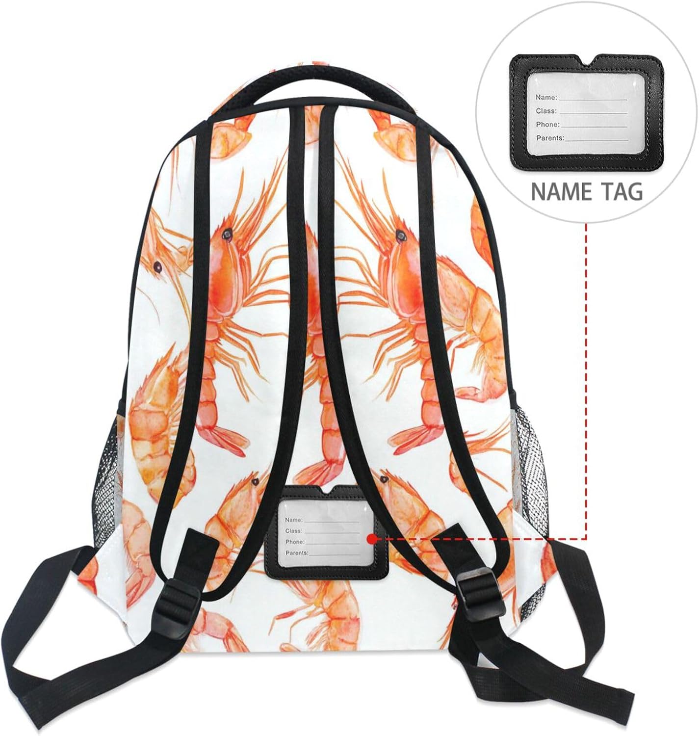 Krafig Backpacks Backpack Daypack Watercolor Shrimps Pattern Boys Girls Kids School Bookbag, School Bag Travel