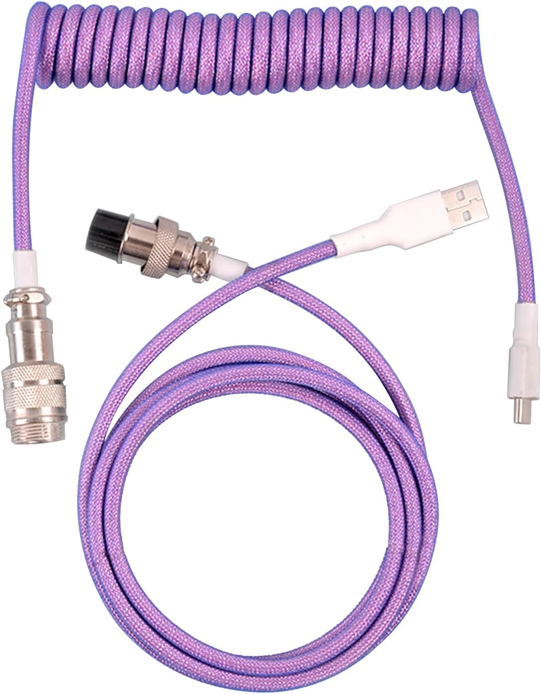 Generic 1.5M Coiled USB C Keyboard Cable for Gaming Keyboard, Double-Sleeved Mechanical Keyboard Cable with Detachable